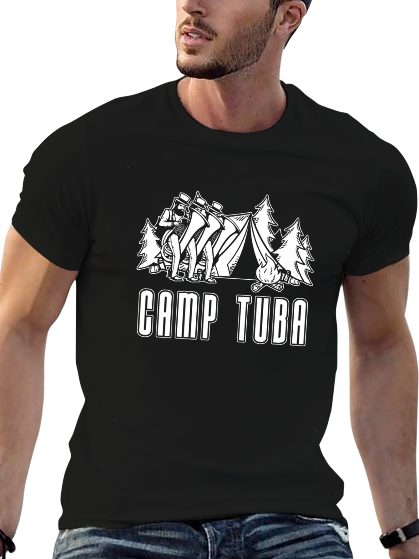 Camiseta Negra Camp Tuba para Amantes de la Música