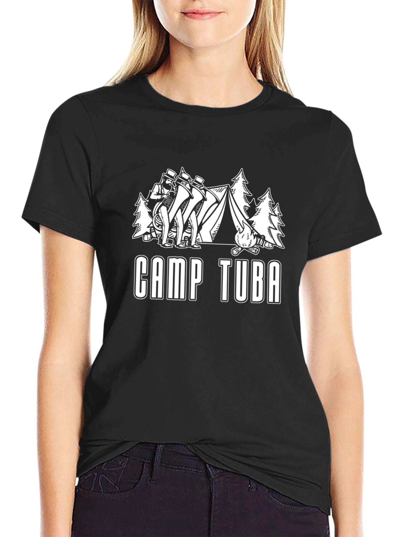 Camiseta Negra Camp Tuba para Amantes de la Música