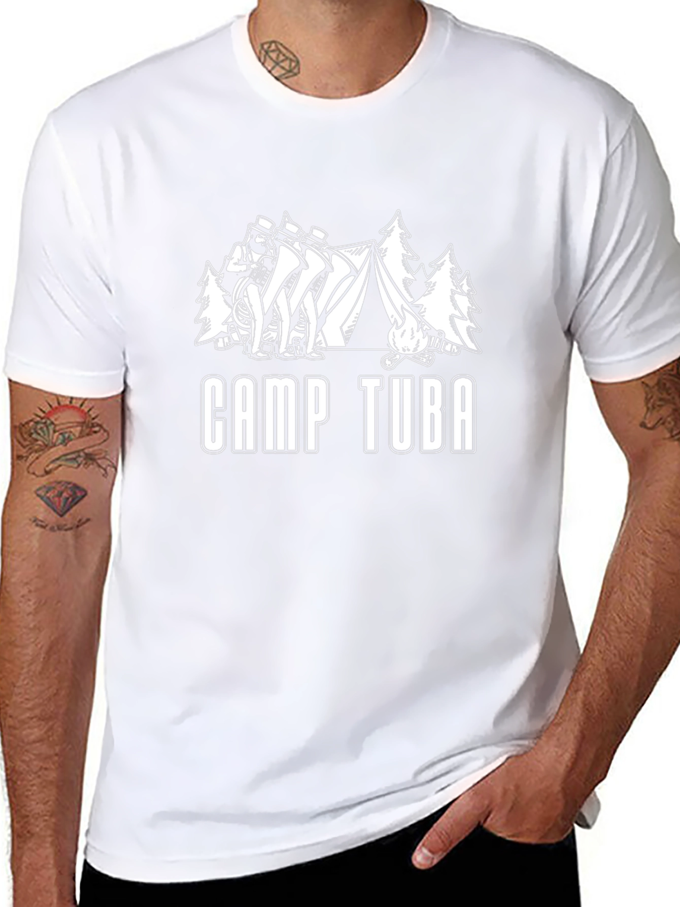 Camiseta Negra Camp Tuba para Amantes de la Música