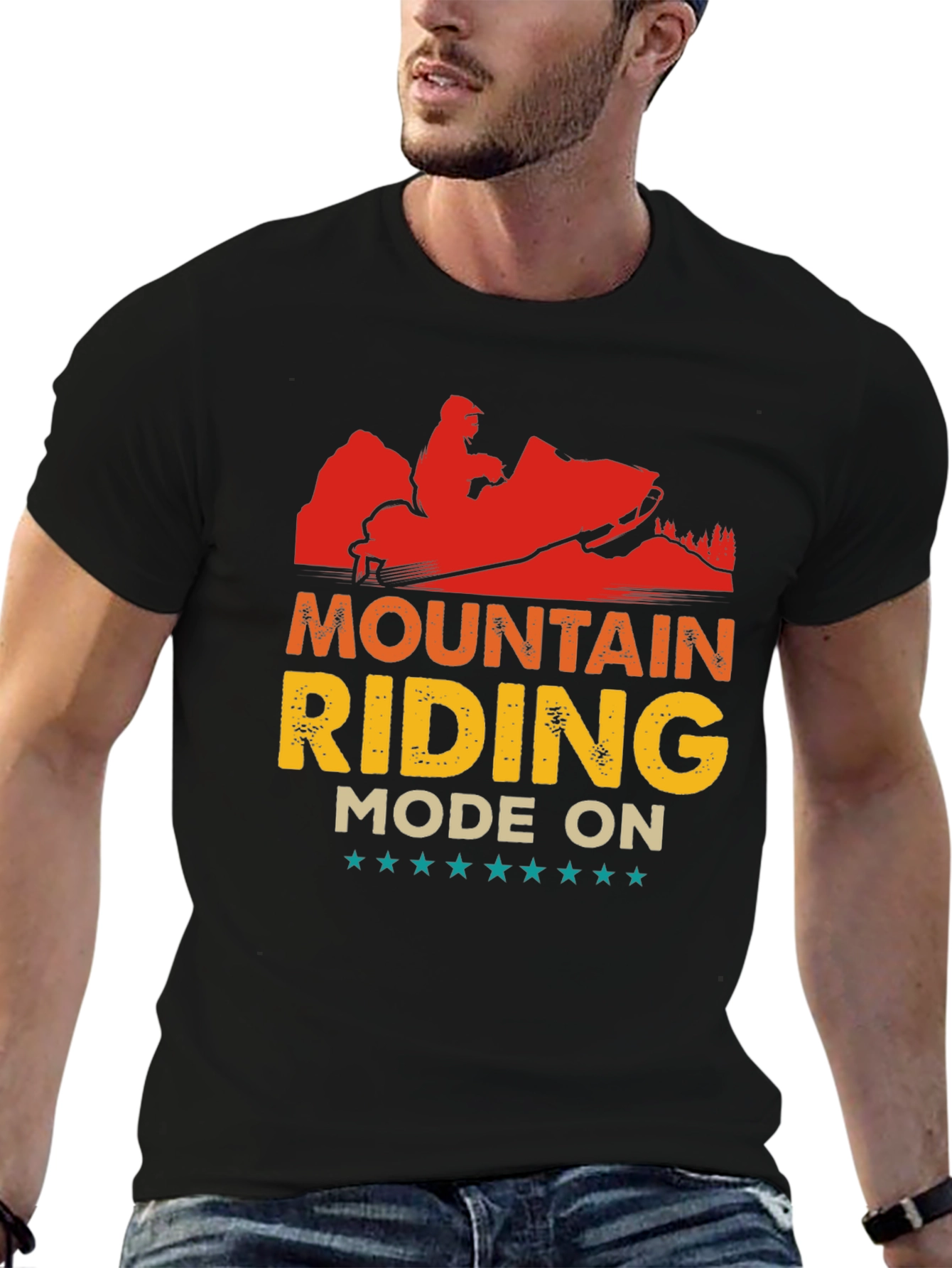 Mountain Riding Mode On Black T-Shirt