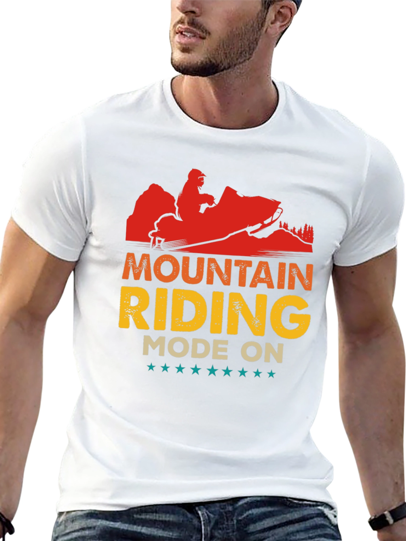 Mountain Riding Mode On Black T-Shirt