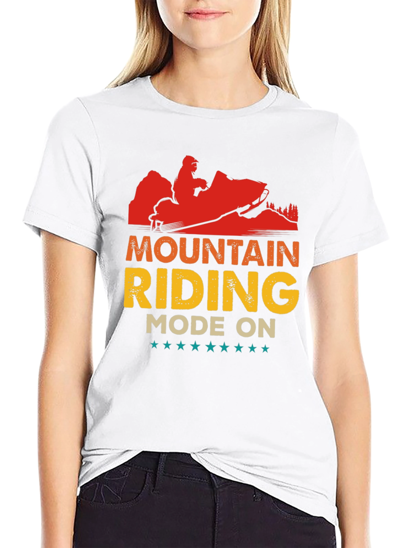 Mountain Riding Mode On Black T-Shirt