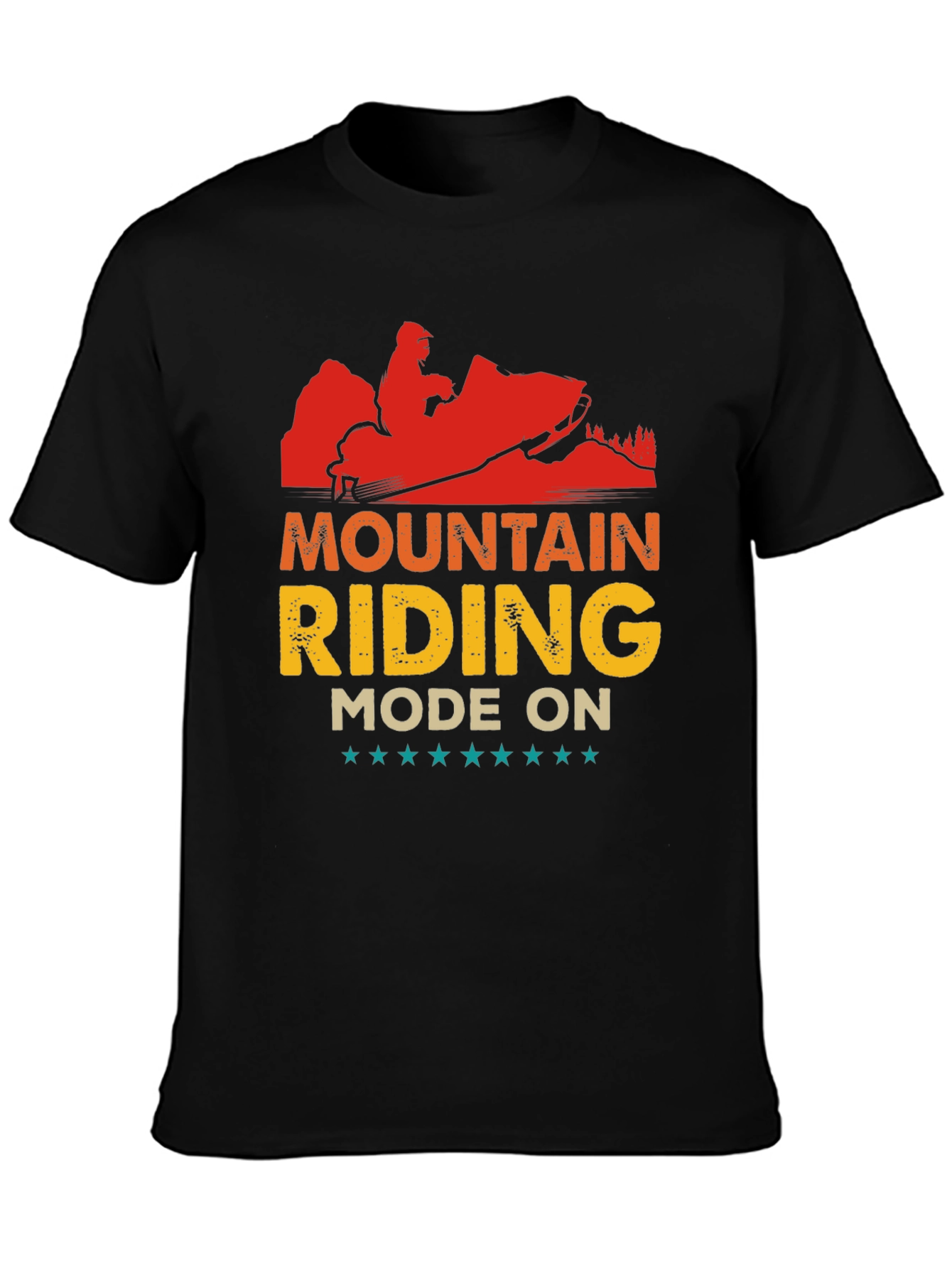 Mountain Riding Mode On Black T-Shirt