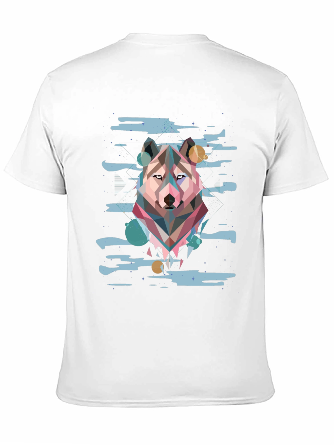 Camiseta Hombre Diseño Lobo Geométrico Abstracto