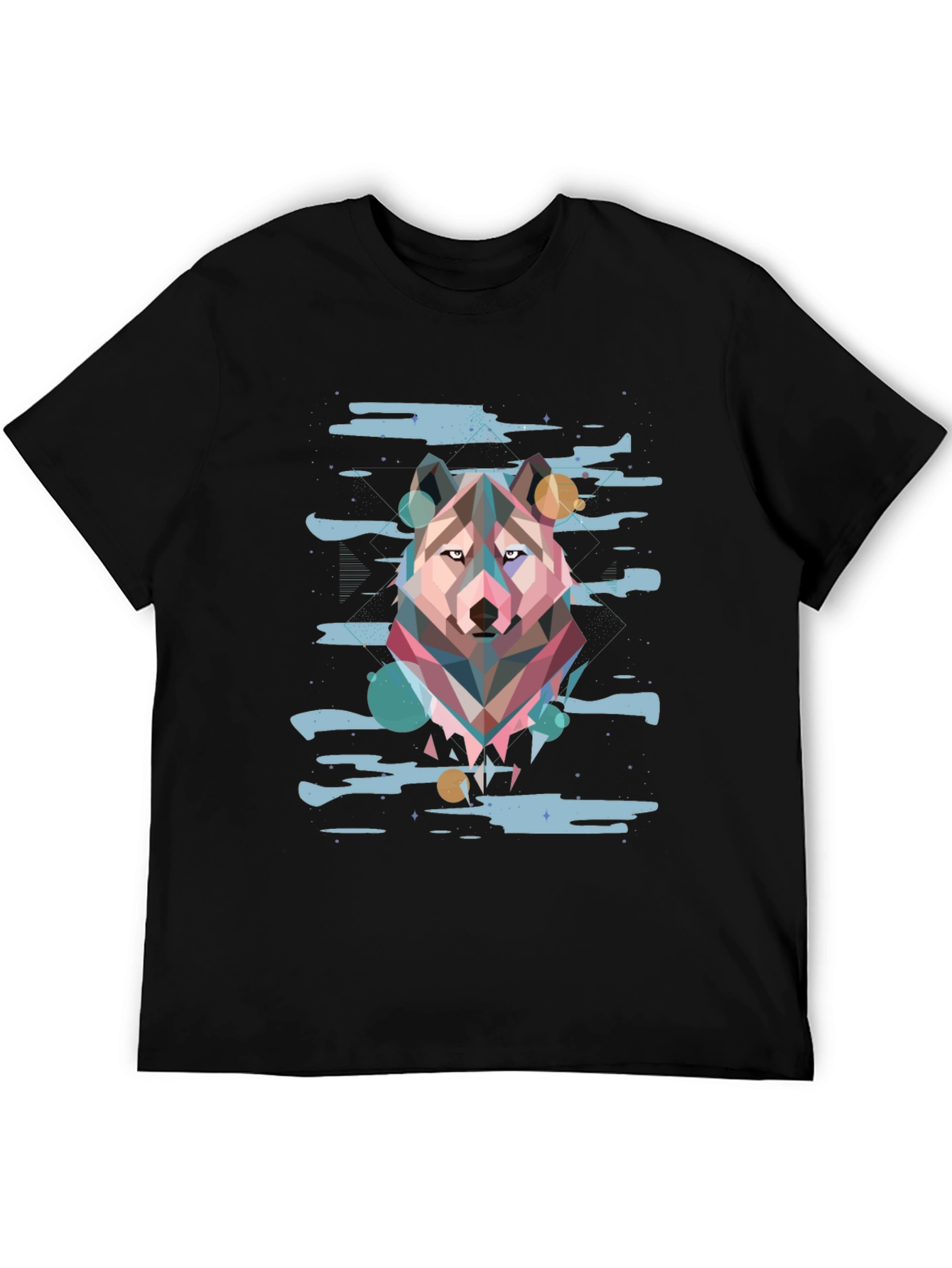 Camiseta Hombre Diseño Lobo Geométrico Abstracto