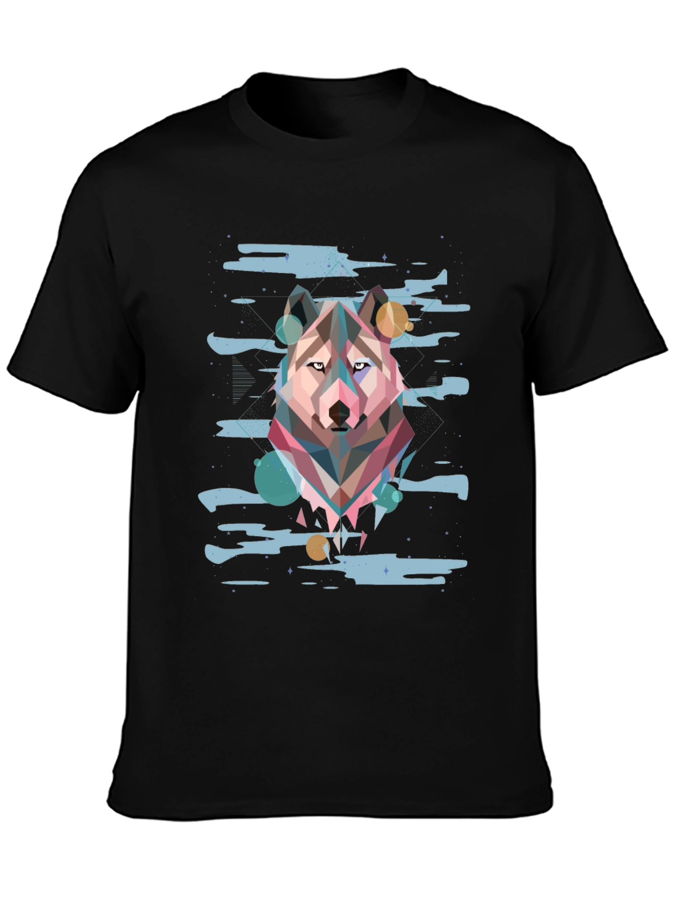 Camiseta Hombre Diseño Lobo Geométrico Abstracto