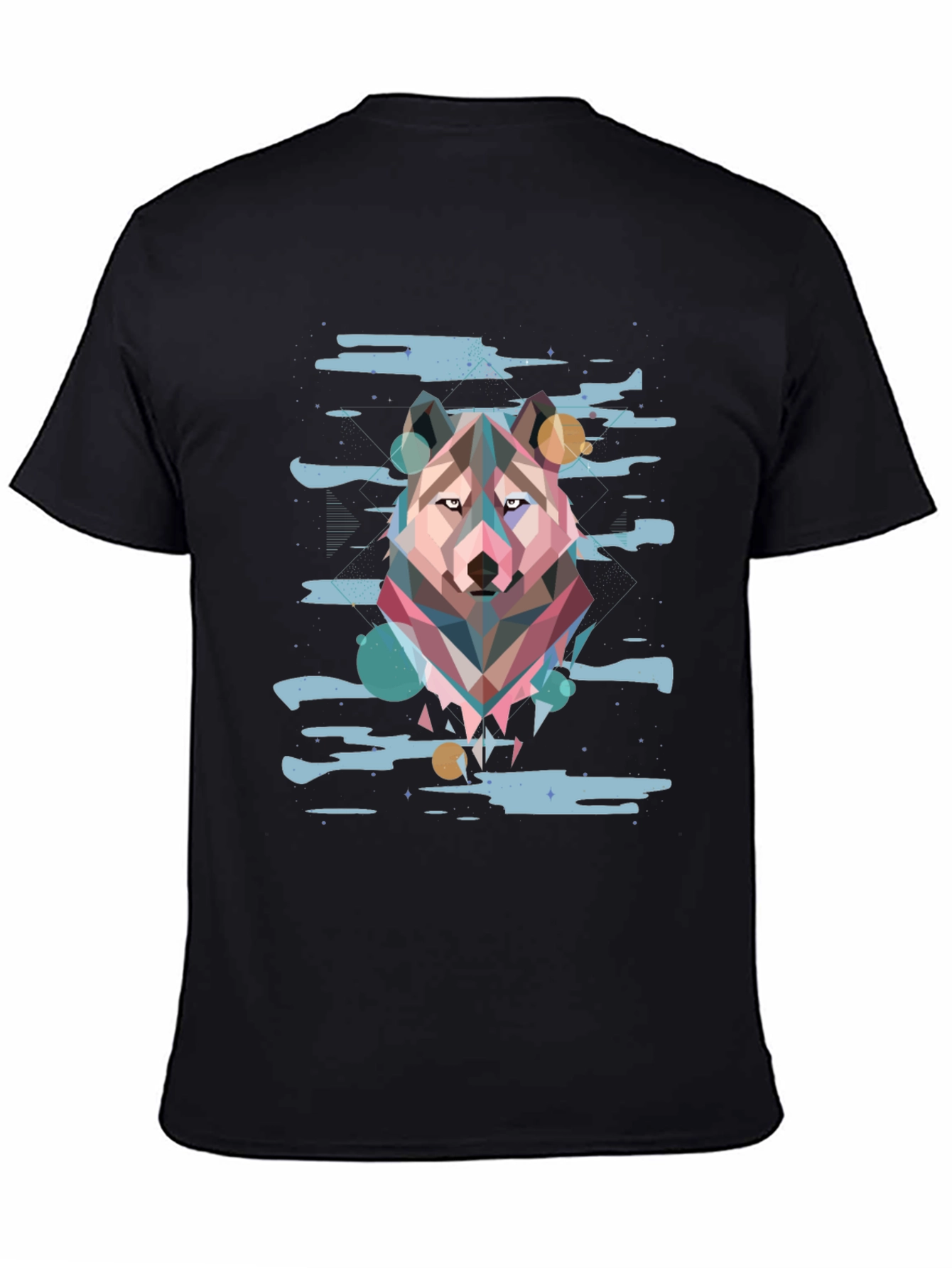 Camiseta Hombre Diseño Lobo Geométrico Abstracto