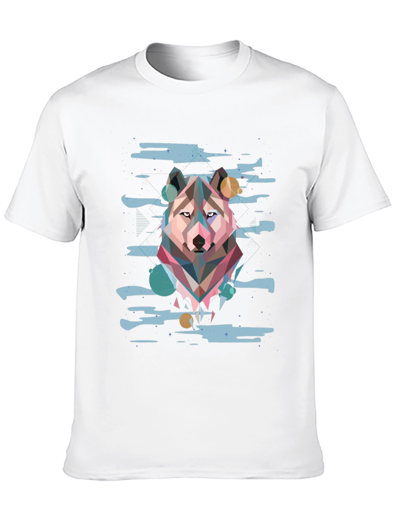 Camiseta Hombre Diseño Lobo Geométrico Abstracto