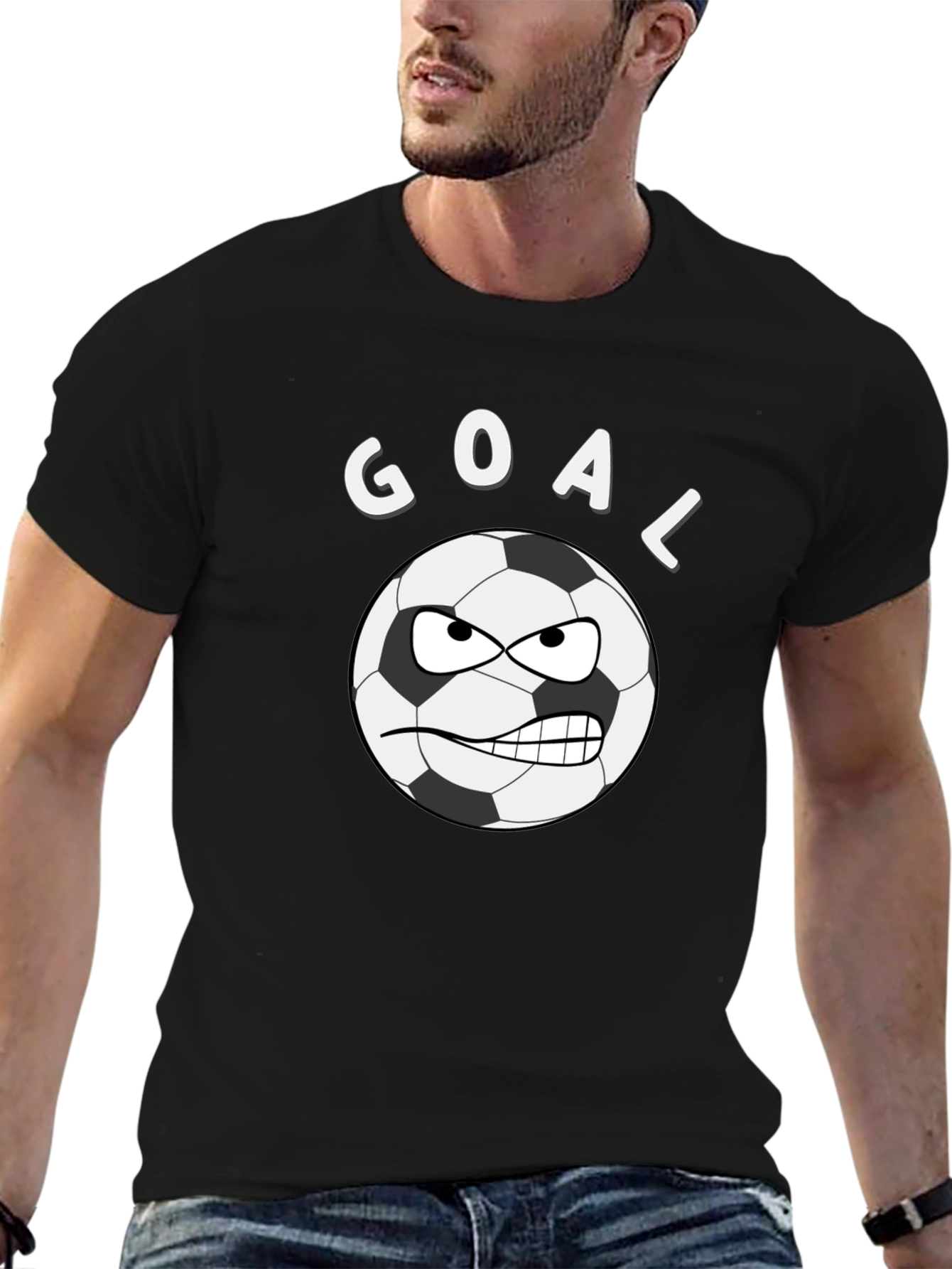 Camiseta Negra Divertida de Fútbol GOAL