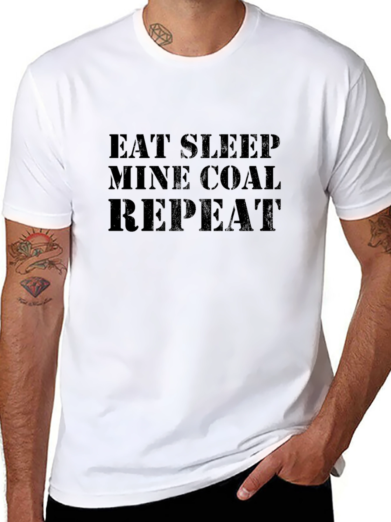 Camiseta Negra: Eat Sleep Mine Coal Repeat
