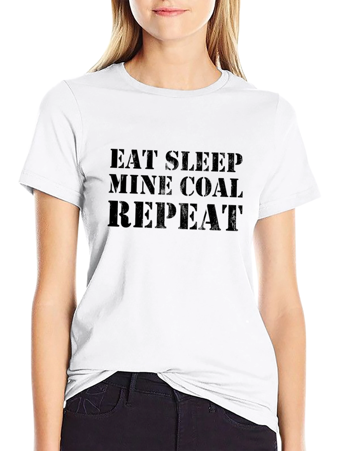 Camiseta Negra: Eat Sleep Mine Coal Repeat