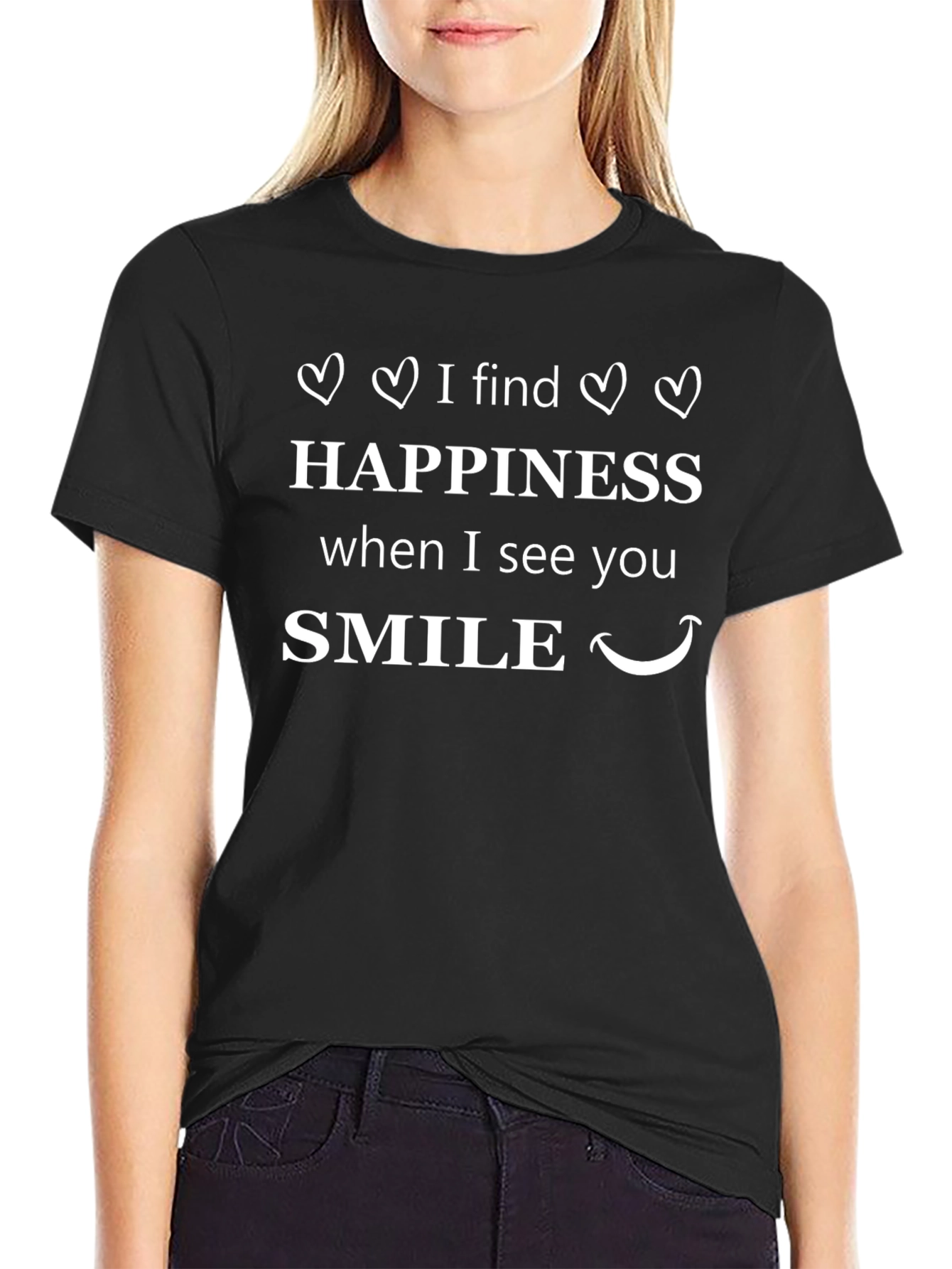 Camiseta Negra: Encuentro Felicidad en Tu Sonrisa