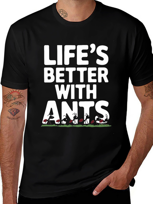 Camiseta Negra Divertida Lifes Better With Ants