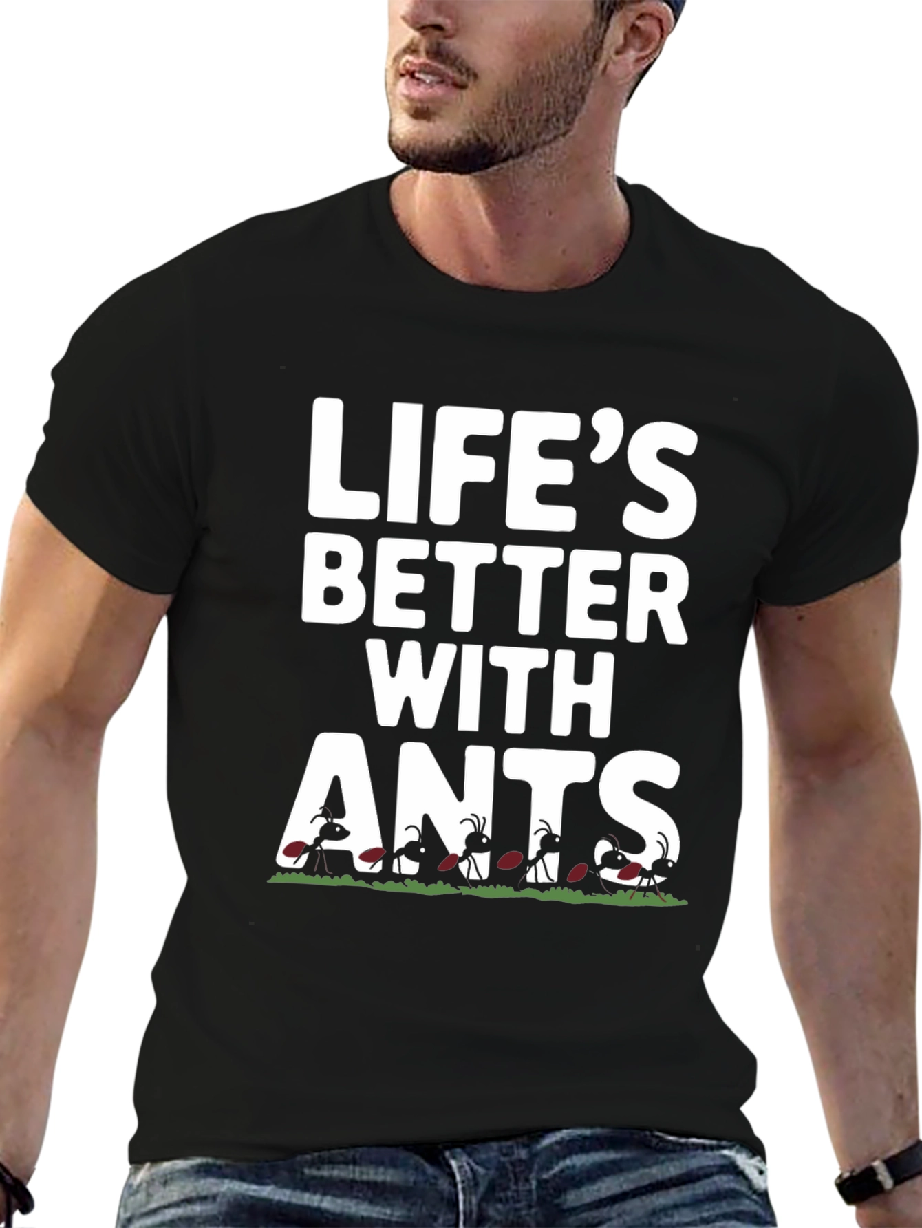 Camiseta Negra Divertida Lifes Better With Ants