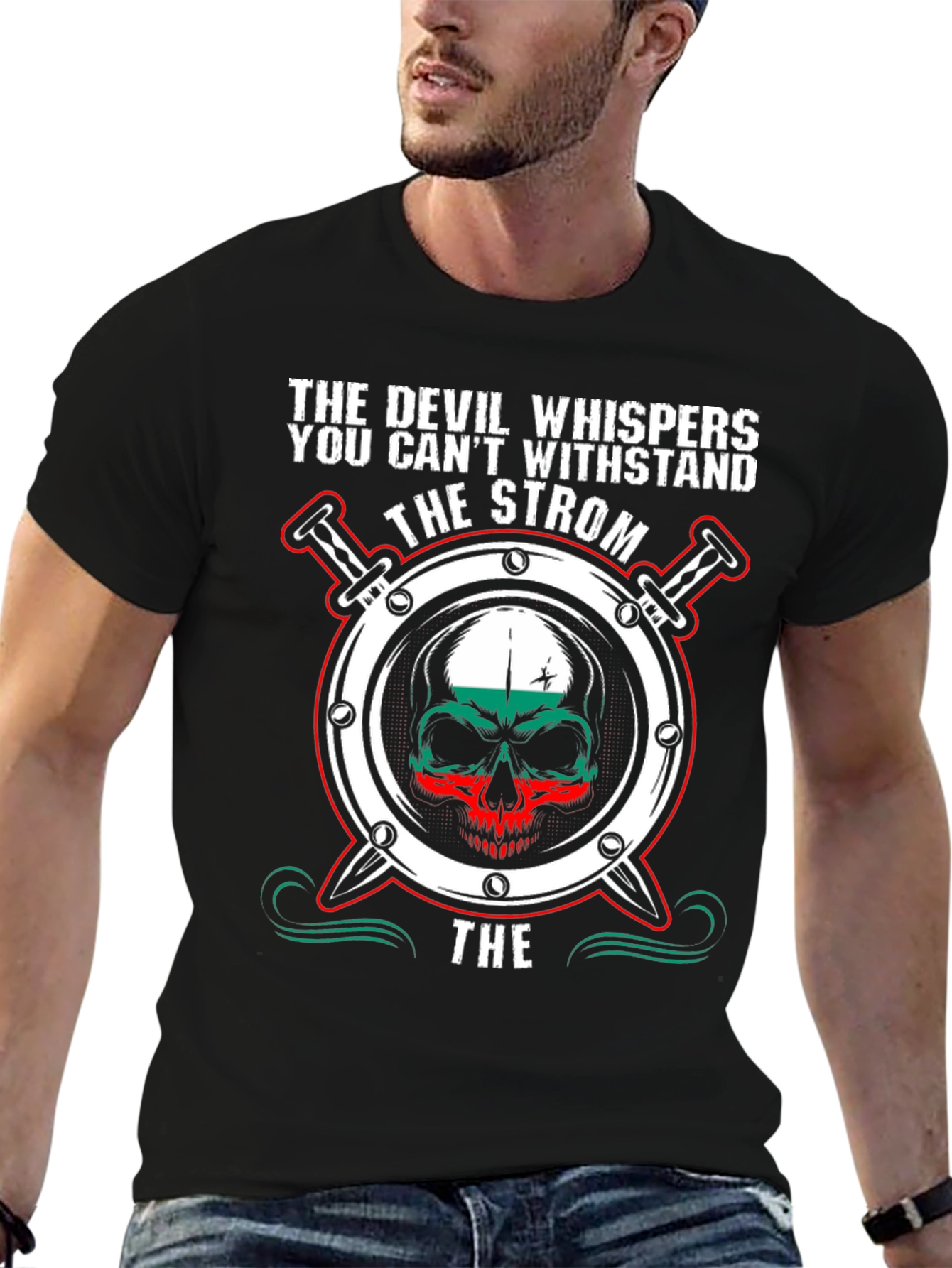 Camiseta Negra Calavera The Devil Whispers