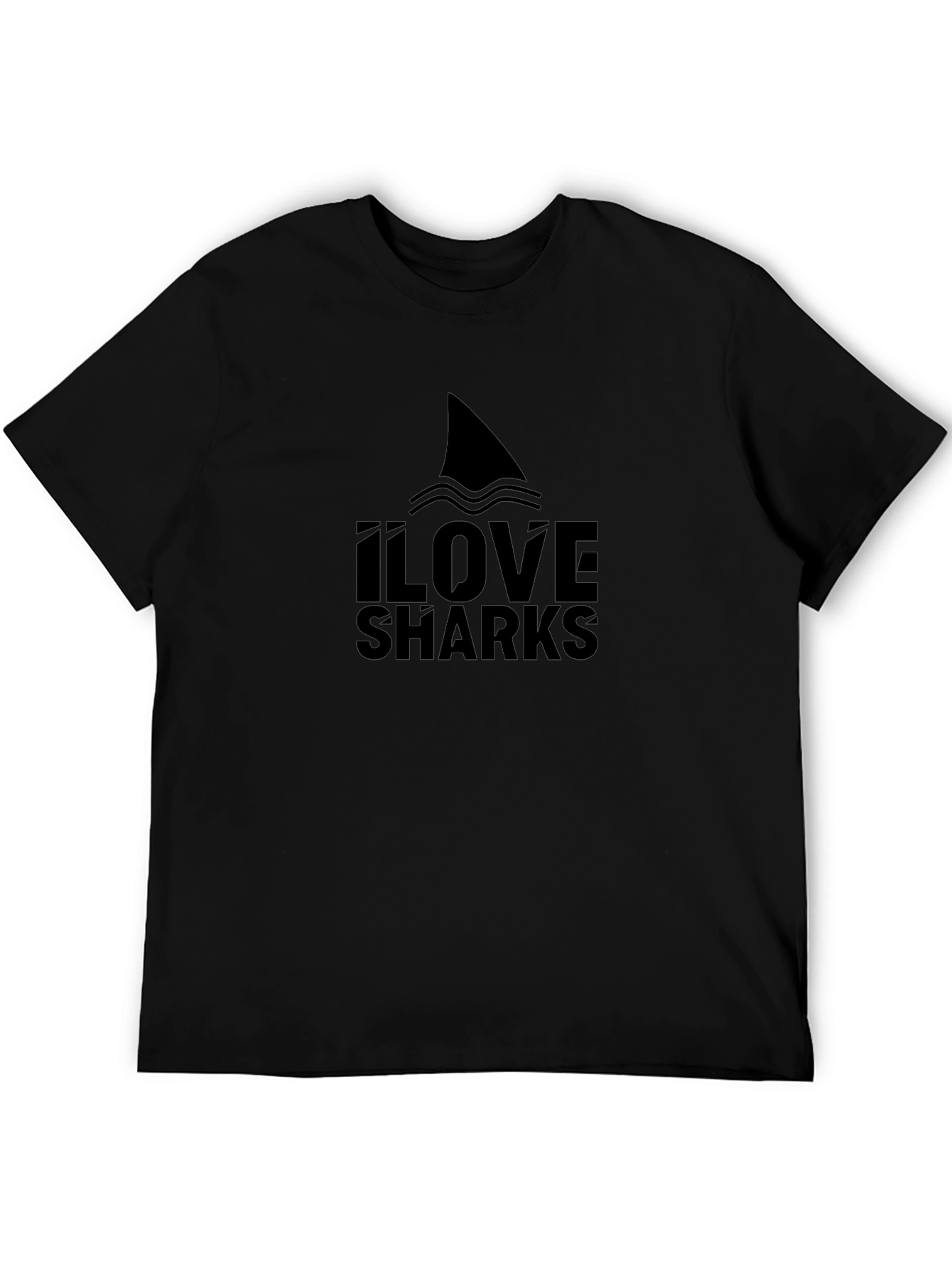 Camiseta Negra Amo los Tiburones Diseño Gráfico