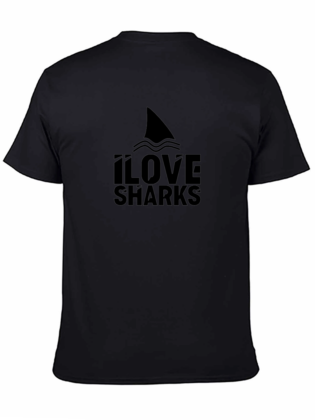 Camiseta Negra Amo los Tiburones Diseño Gráfico