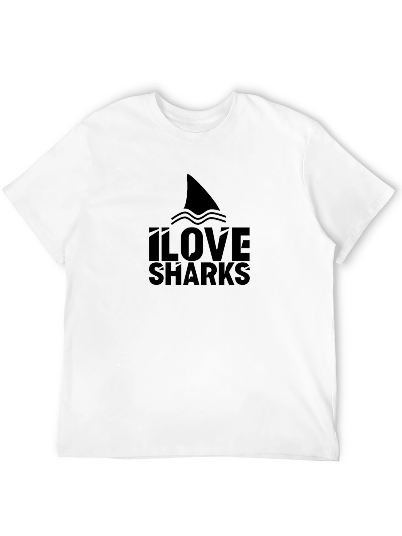 Camiseta Negra Amo los Tiburones Diseño Gráfico