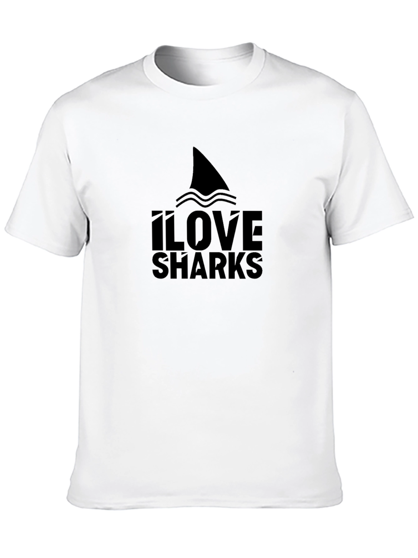 Camiseta Negra Amo los Tiburones Diseño Gráfico