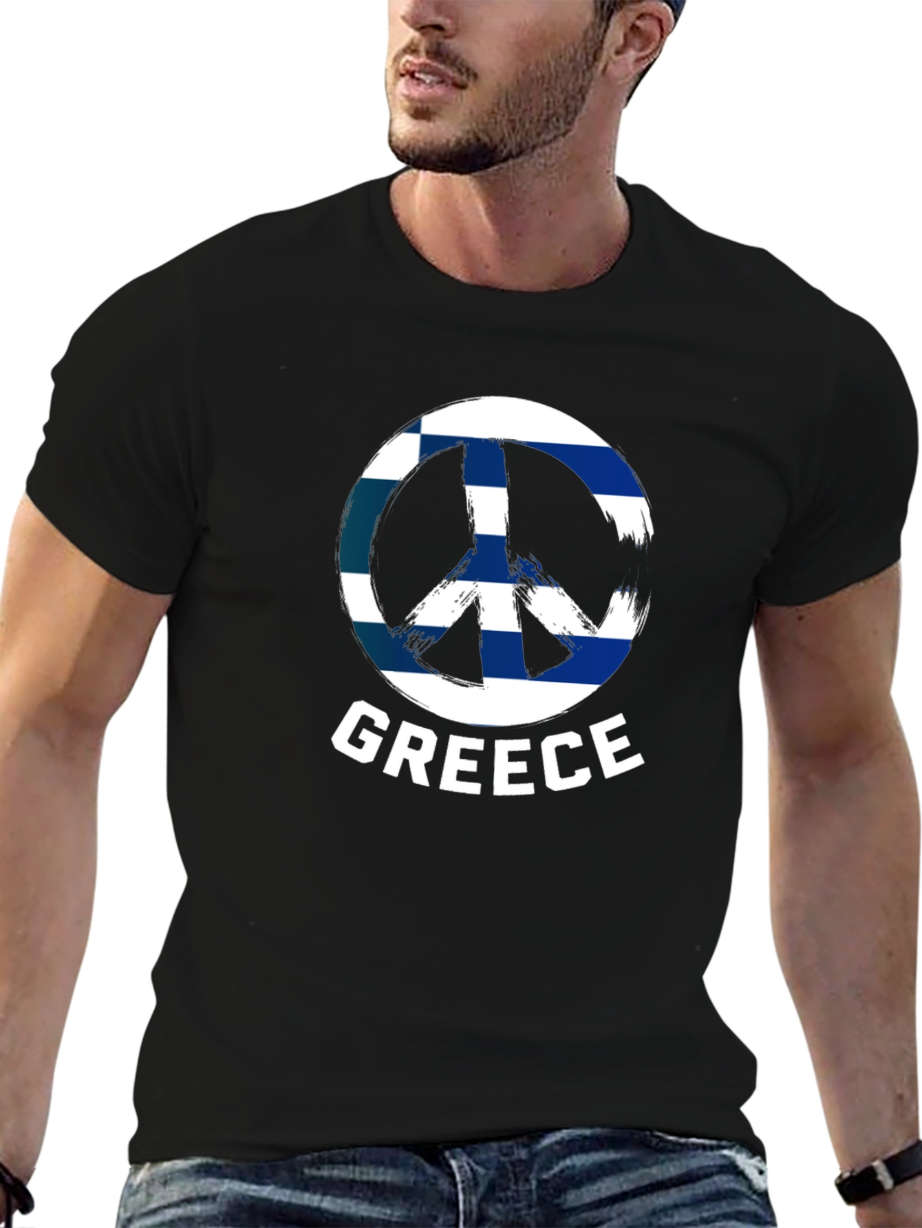 Camiseta Negra Grecia Símbolo de Paz