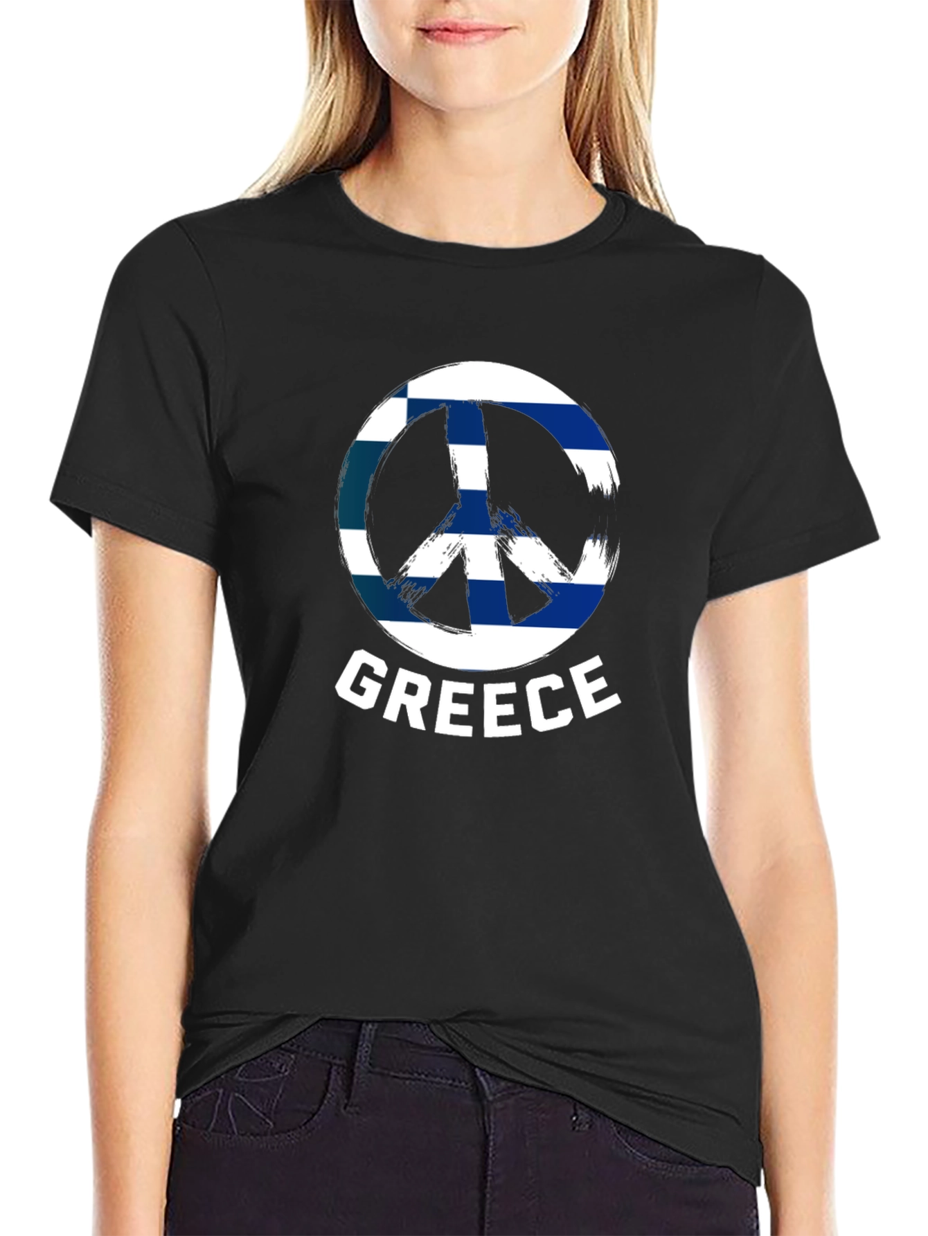 Camiseta Negra Grecia Símbolo de Paz