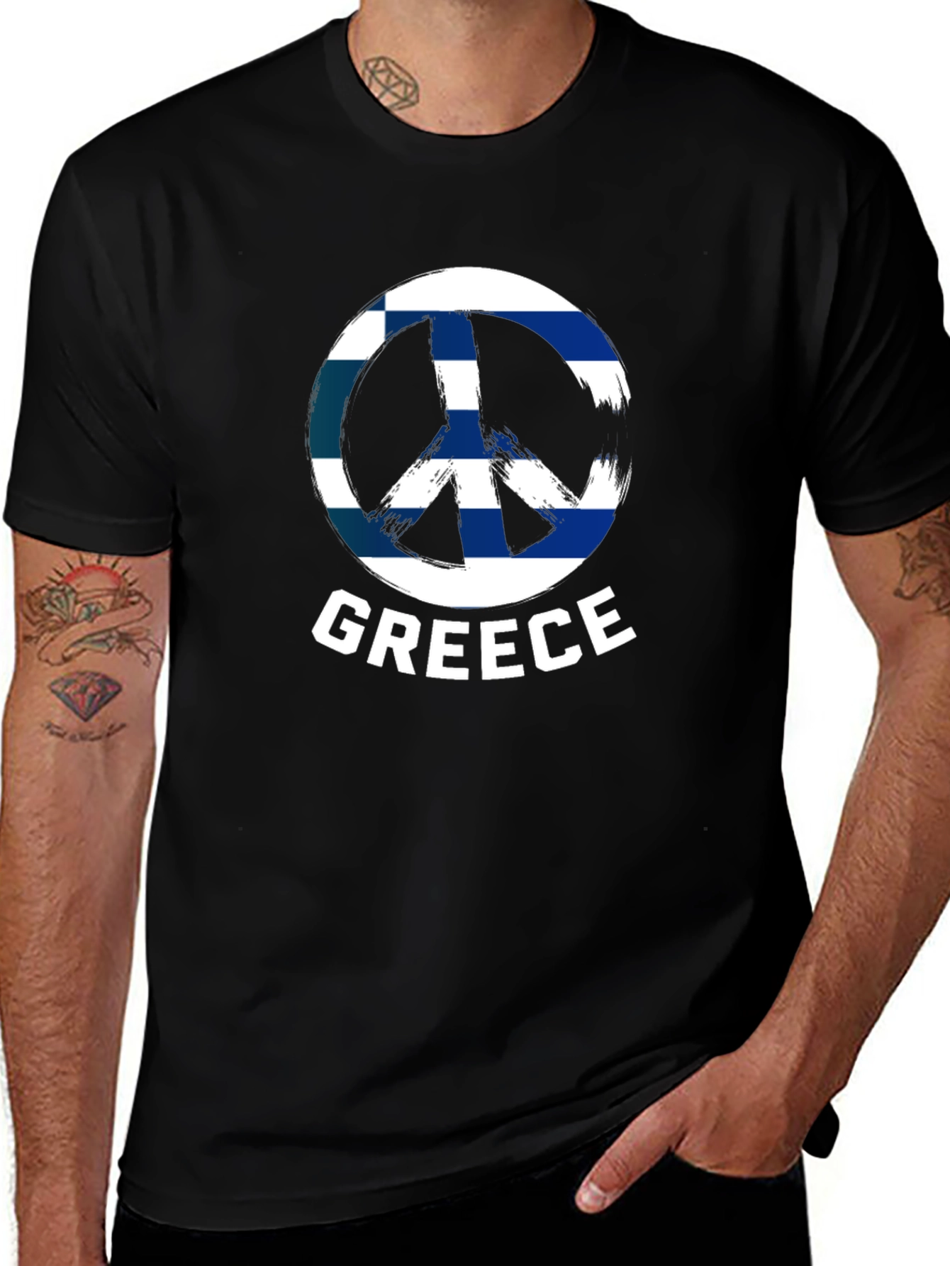 Camiseta Negra Grecia Símbolo de Paz