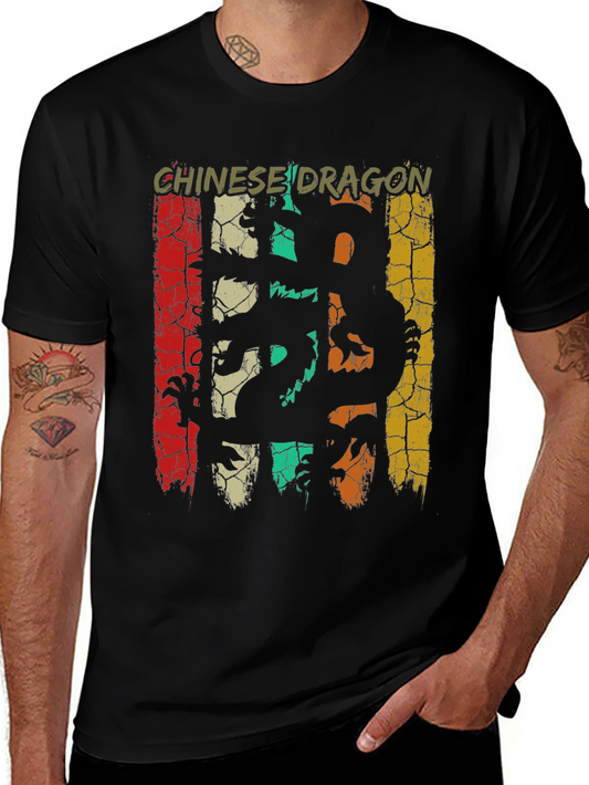 Camiseta Dragón Chino Vintage para Hombre