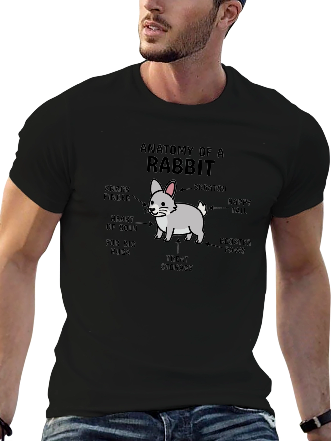 Camiseta Negra Anatomía de un Conejo