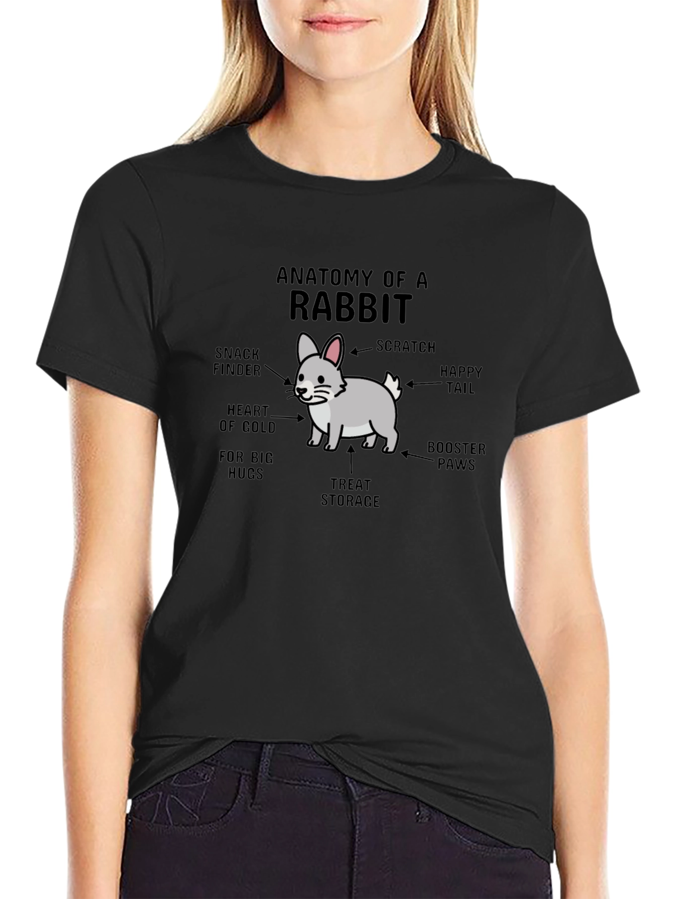 Camiseta Negra Anatomía de un Conejo