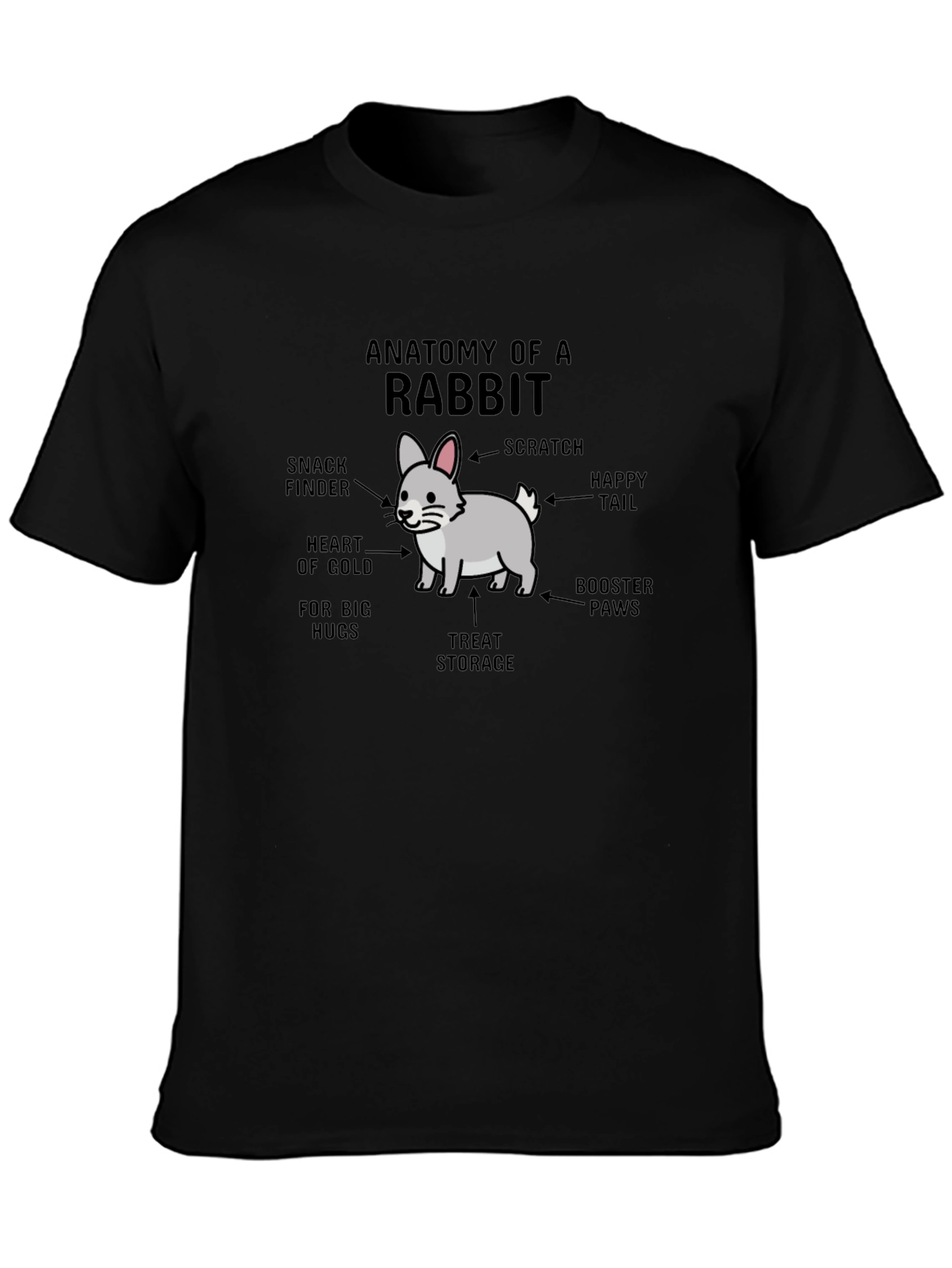 Camiseta Negra Anatomía de un Conejo