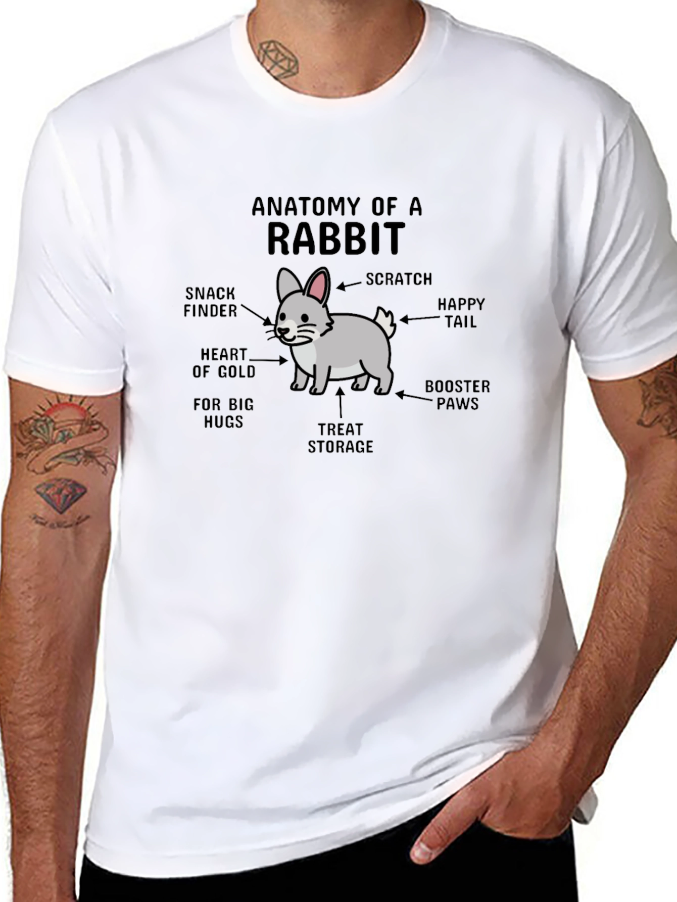 Camiseta Negra Anatomía de un Conejo