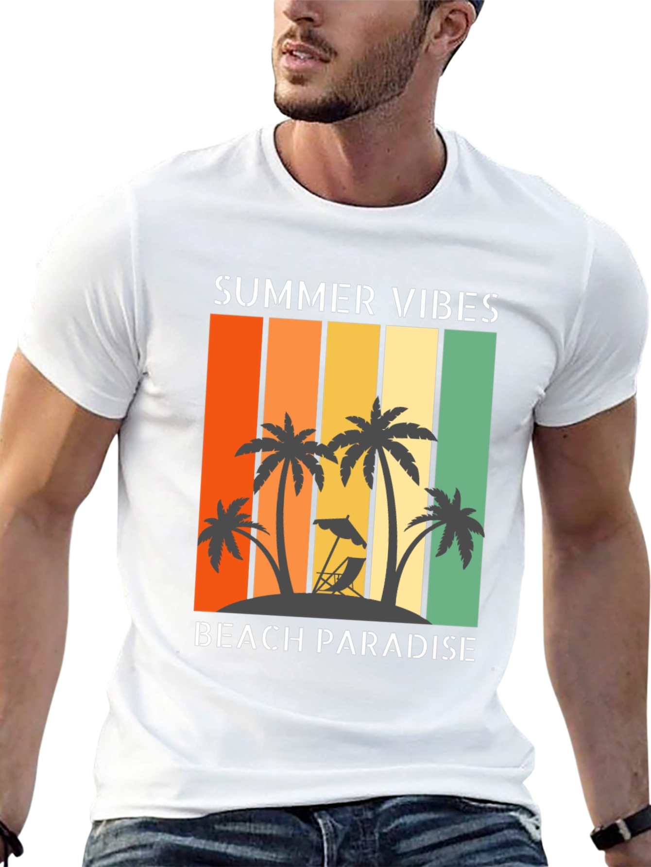 Camiseta Hombre Summer Vibes Beach Paradise Algodón