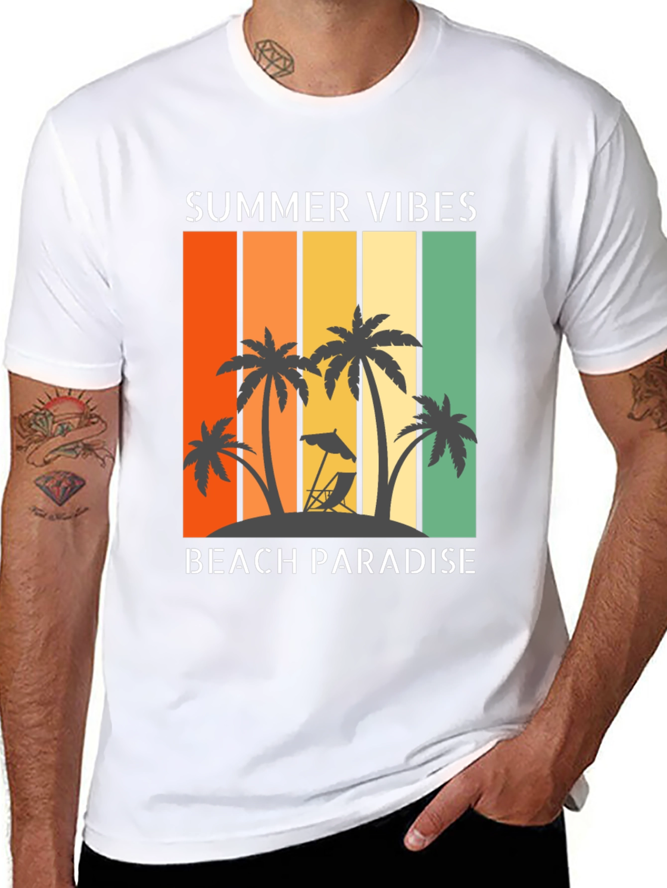 Camiseta Hombre Summer Vibes Beach Paradise Algodón