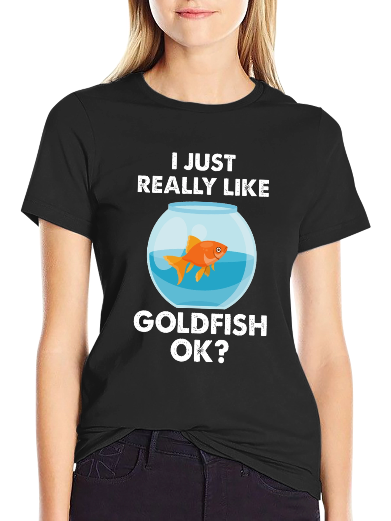 Camiseta Negra Me Gustan los Peces Dorados