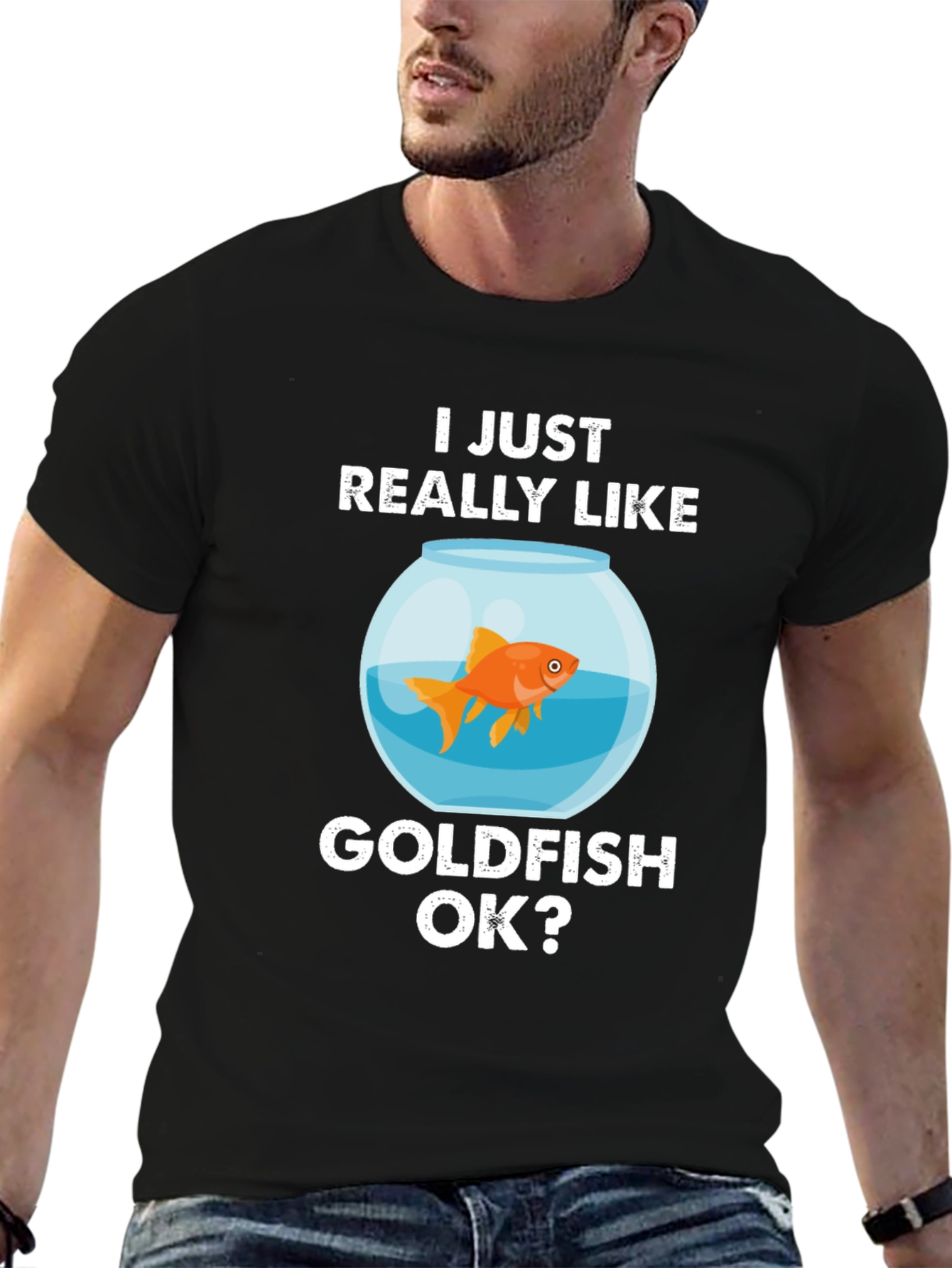 Camiseta Negra Me Gustan los Peces Dorados