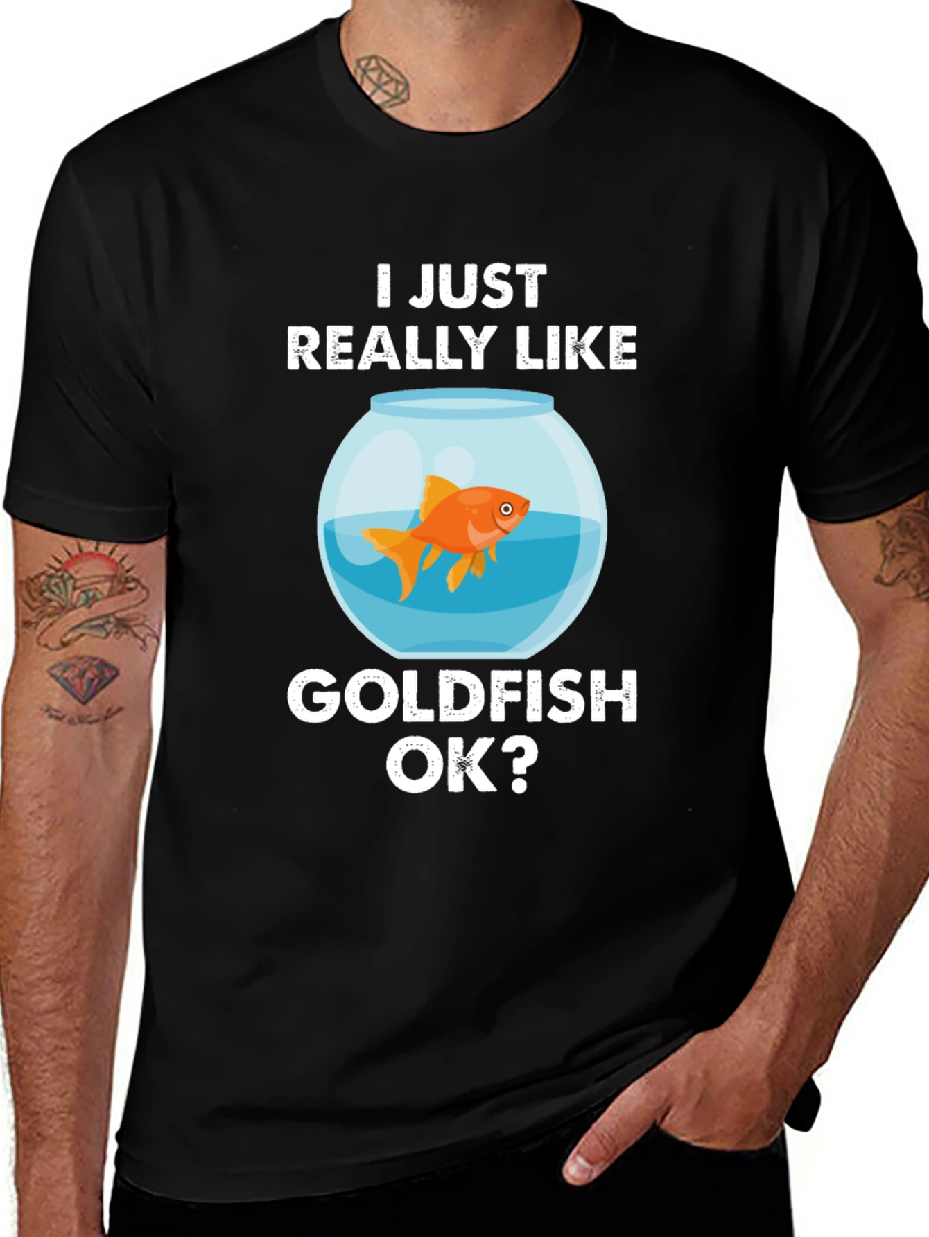 Camiseta Negra Me Gustan los Peces Dorados