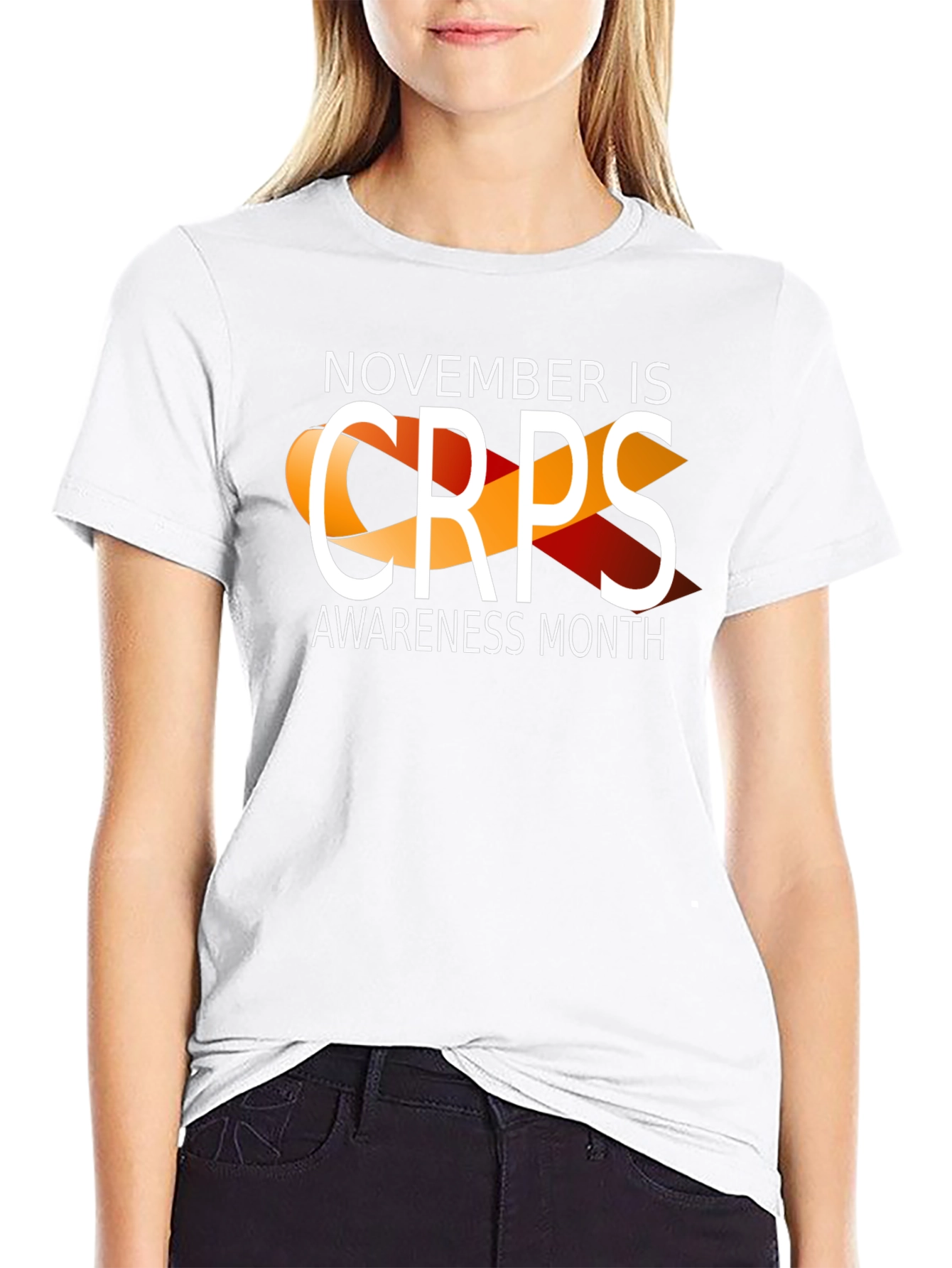 Camiseta Negra Con Cinta CRPS Mes de Concienciación