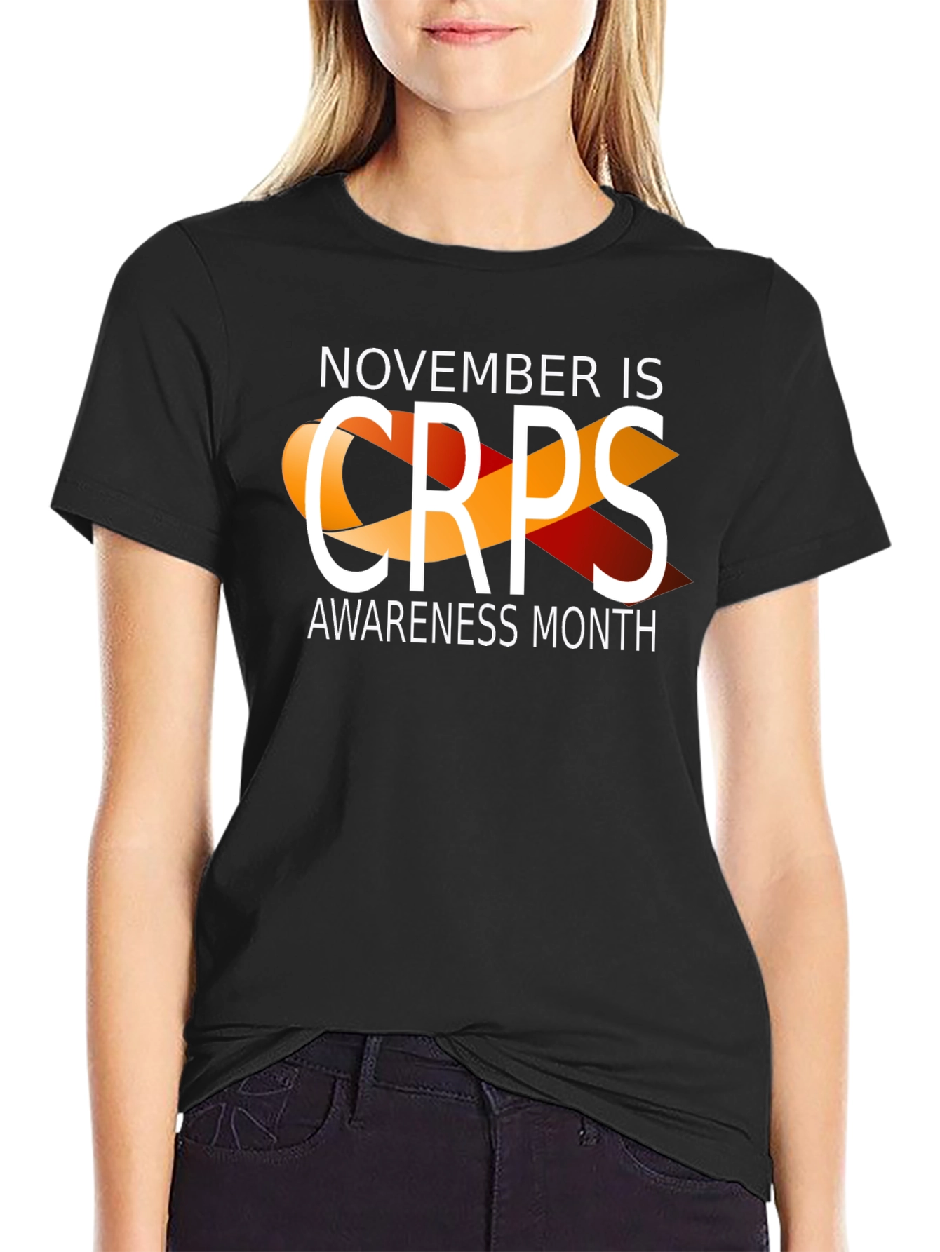 Camiseta Negra Con Cinta CRPS Mes de Concienciación