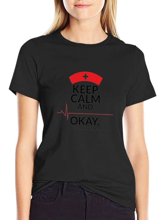Camiseta Negra Estampada Keep Calm Not That Calm