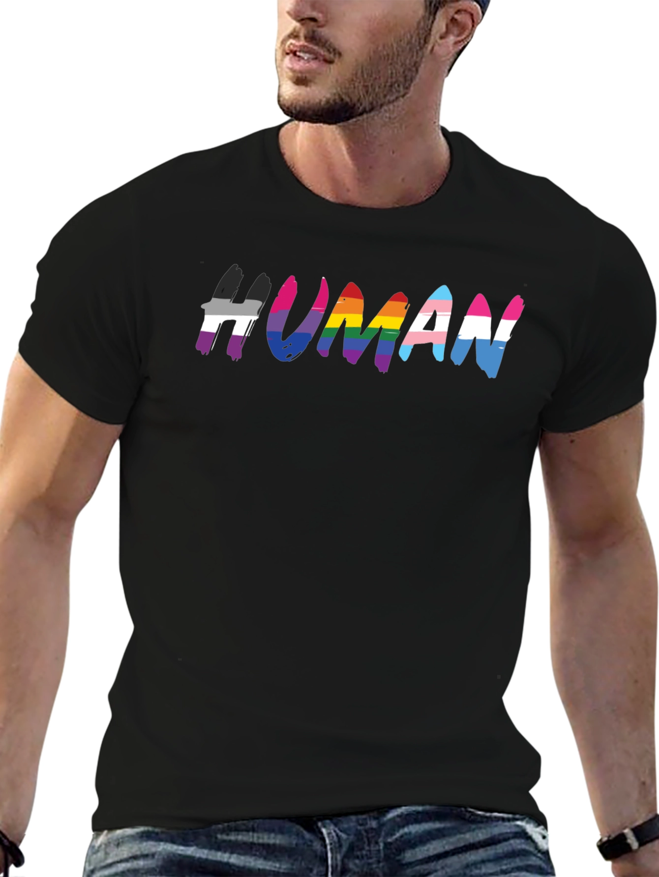 Camiseta Negra #HUMAN Orgullo LGBTQ+