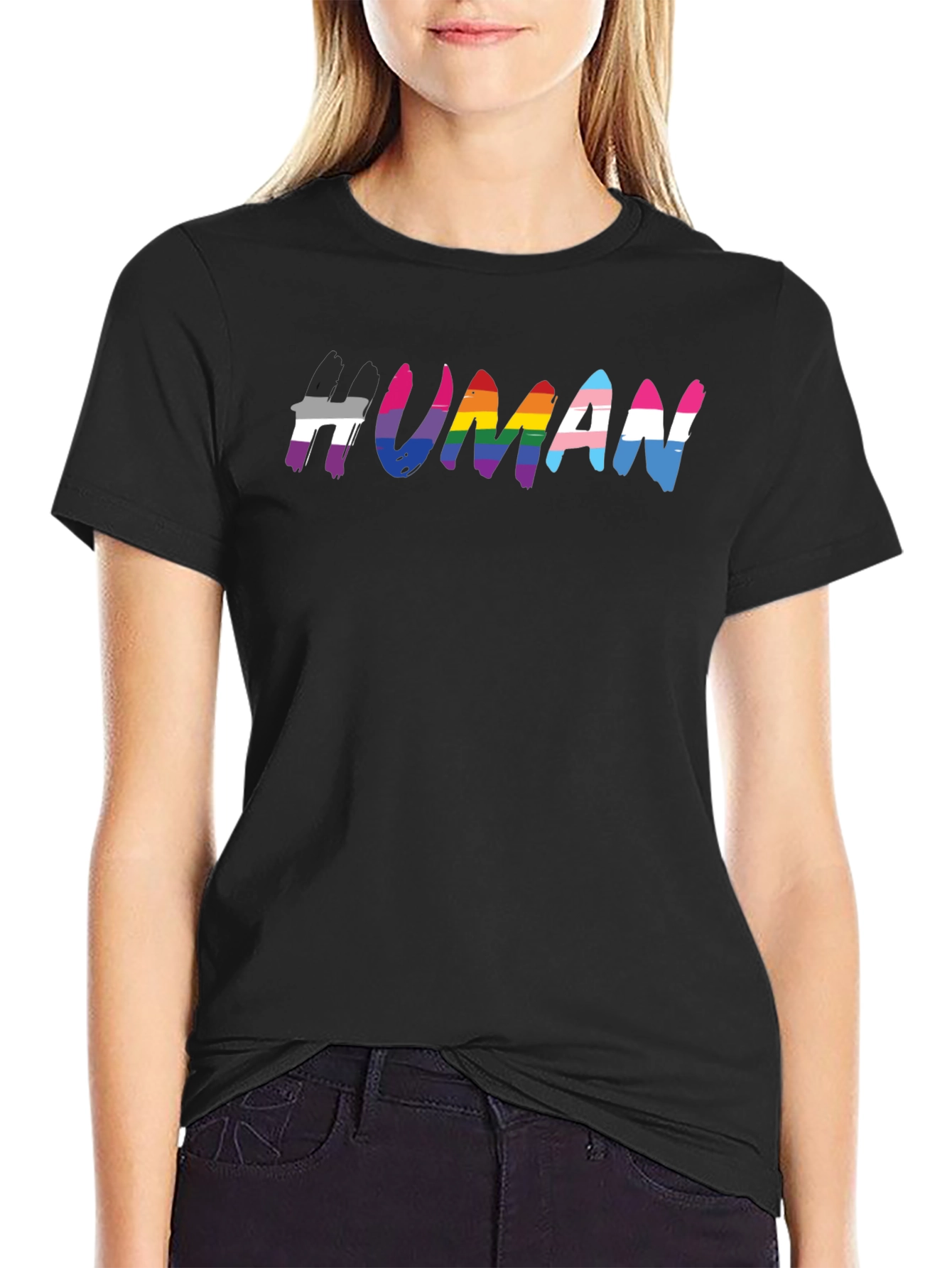 Camiseta Negra #HUMAN Orgullo LGBTQ+