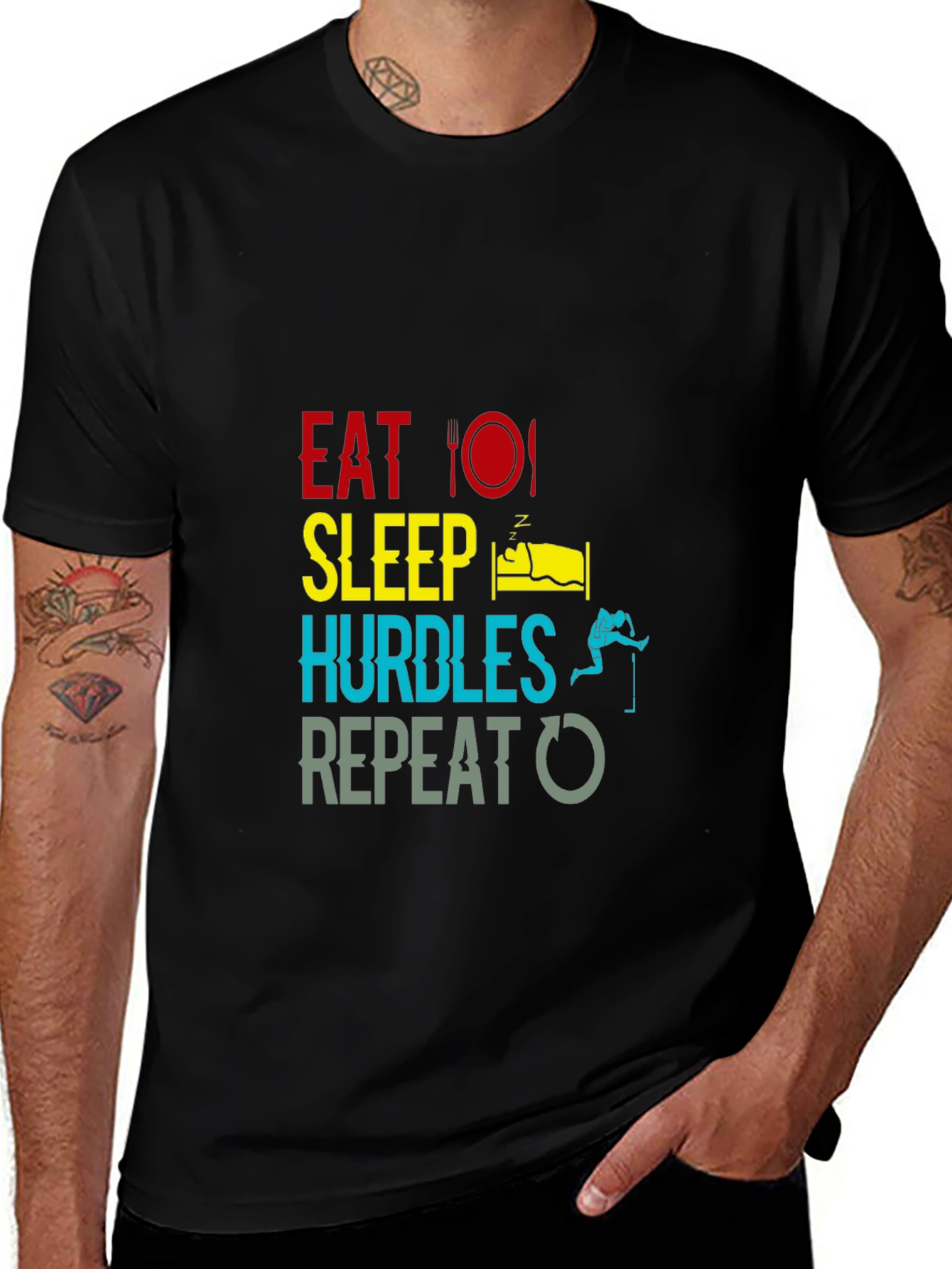 Camiseta Negra: Come Duerme Vallas Repite