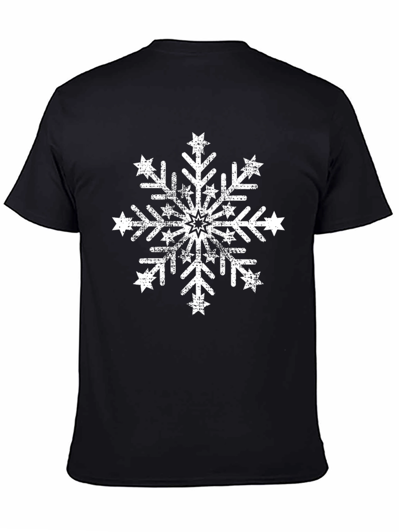 Distressed Snowflake Graphic Tee - Black