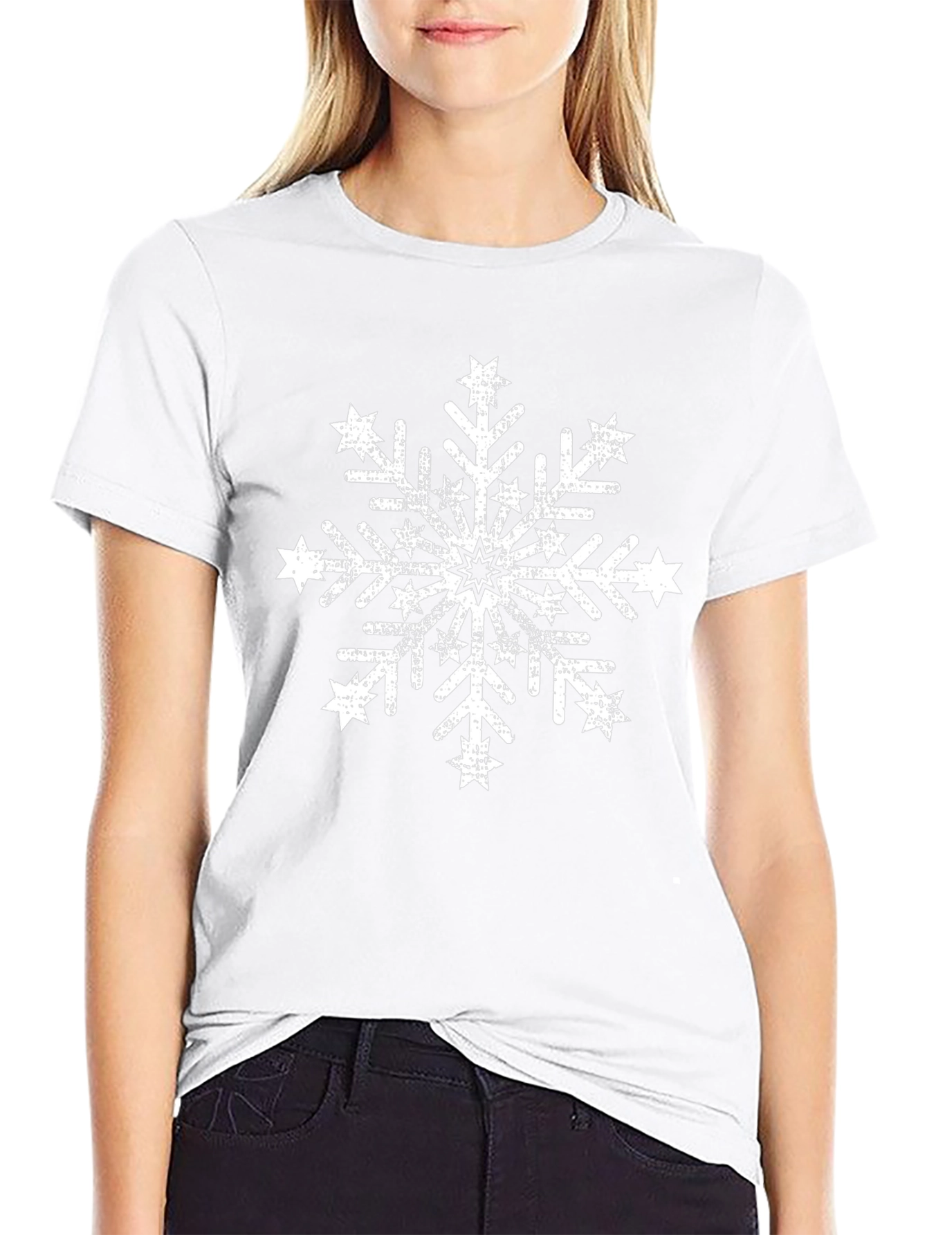 Distressed Snowflake Graphic Tee - Black