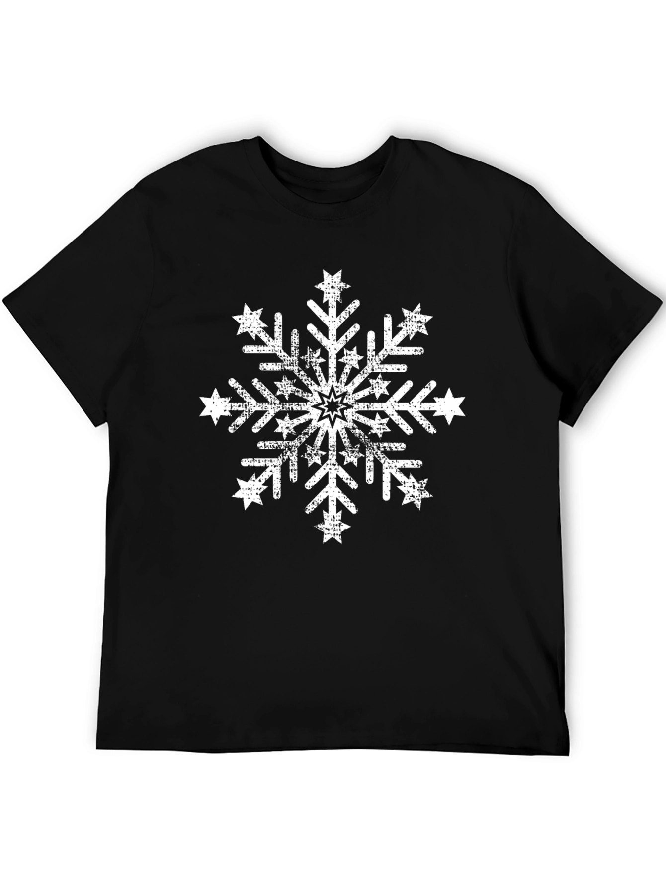 Distressed Snowflake Graphic Tee - Black