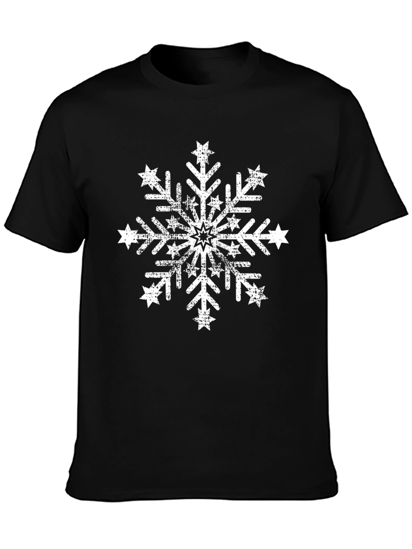 Distressed Snowflake Graphic Tee - Black