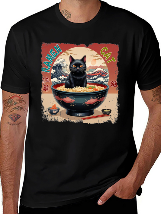 Camiseta Gato Ramen Japonés
