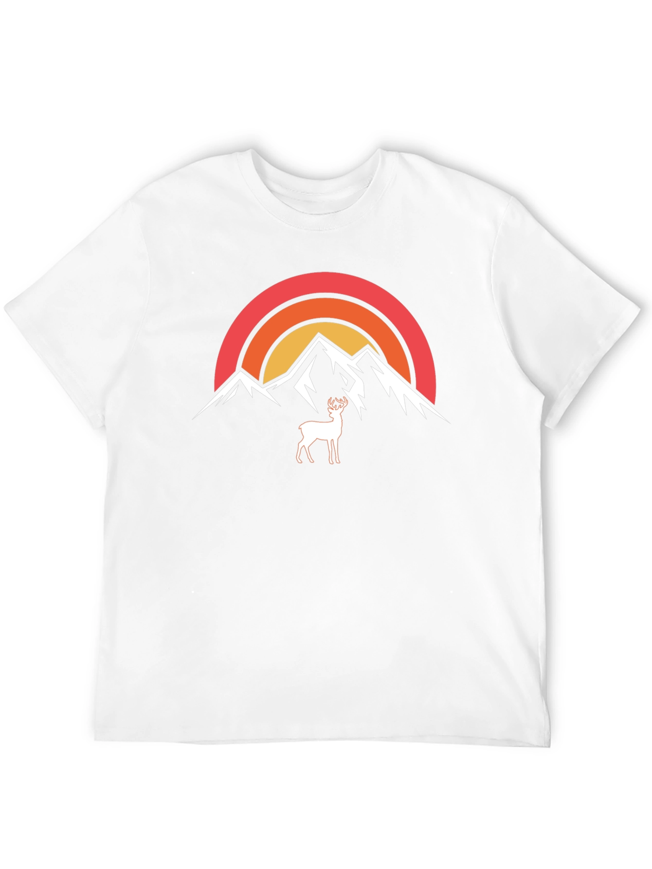 Camiseta Negra Montañas y Ciervo Retro