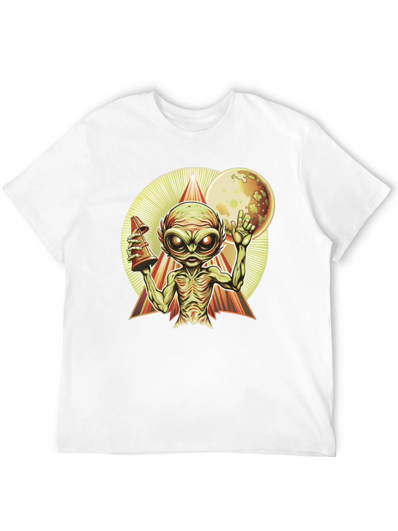 Camiseta Negra Alienígena con Cono y Luna