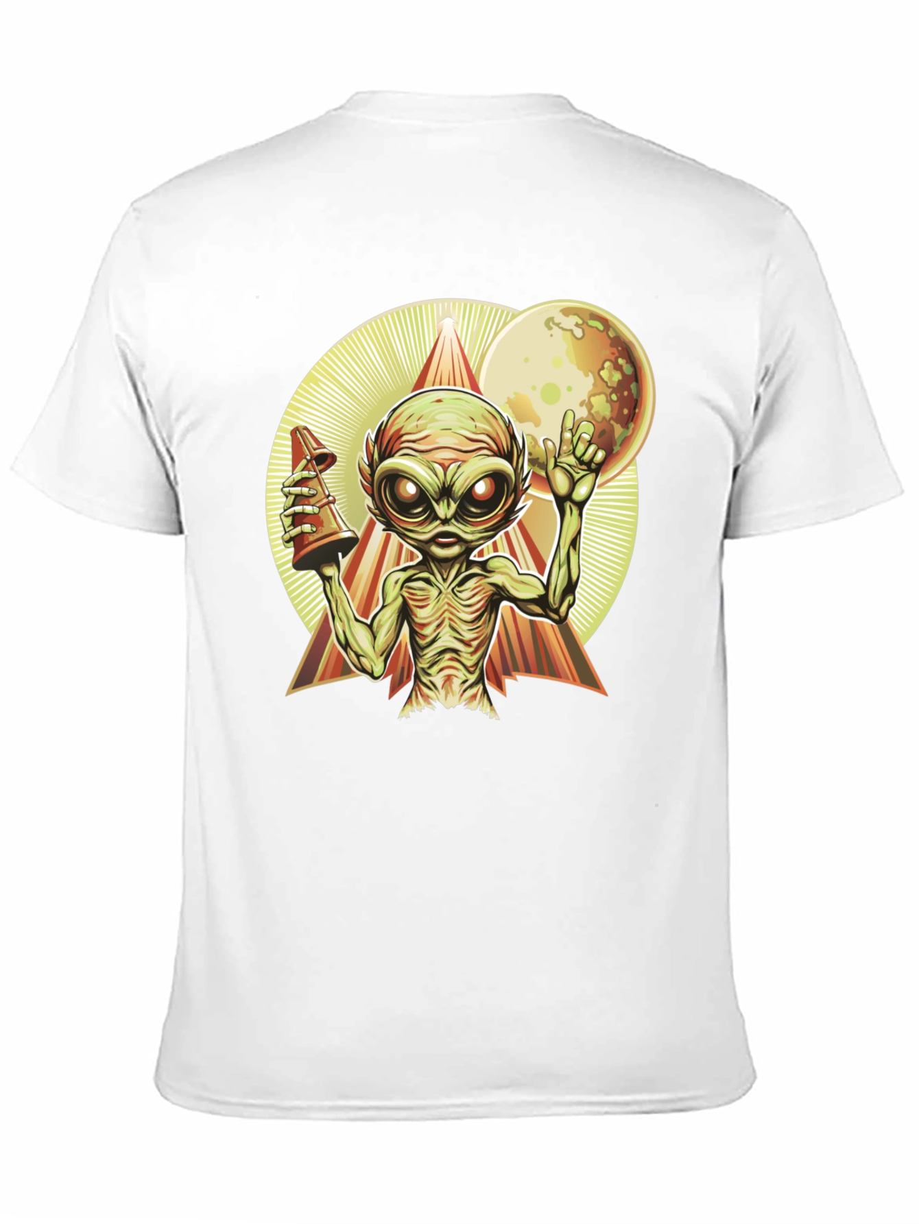 Camiseta Negra Alienígena con Cono y Luna